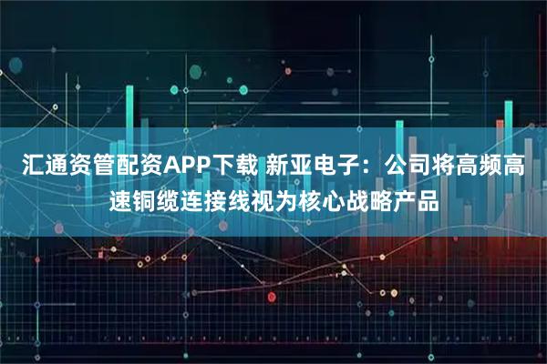 汇通资管配资APP下载 新亚电子：公司将高频高速铜缆连接线视为核心战略产品